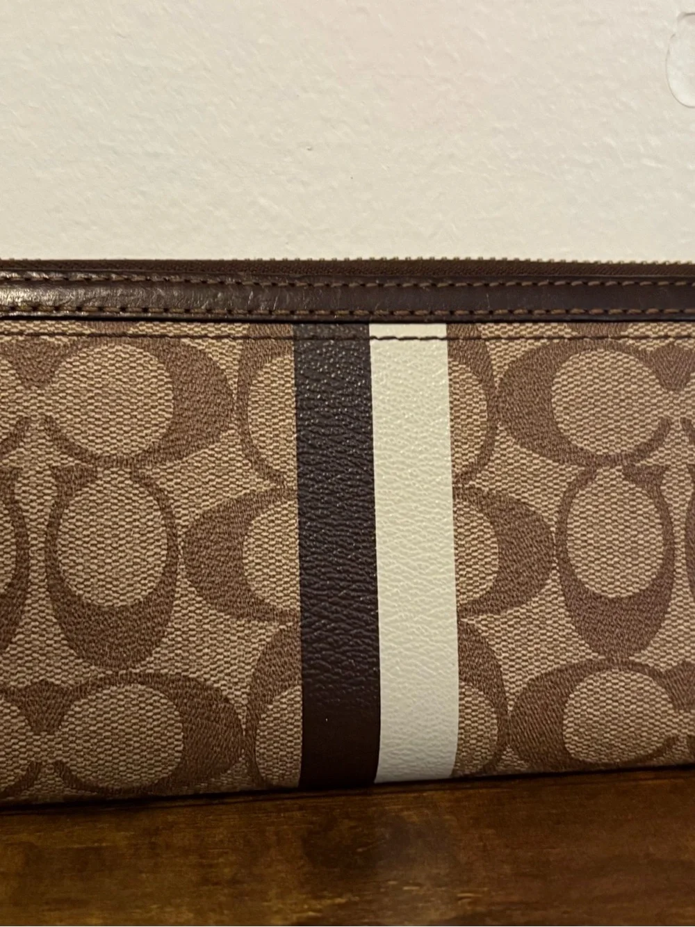 Vintage Coach Heritage Signature Stripe Zip Around Wallet